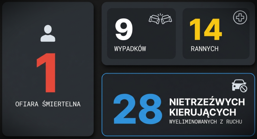 Weekend na drogach Mazowsza. 9 wypadków, 14 osób rannych, jedna ofiara śmiertelna