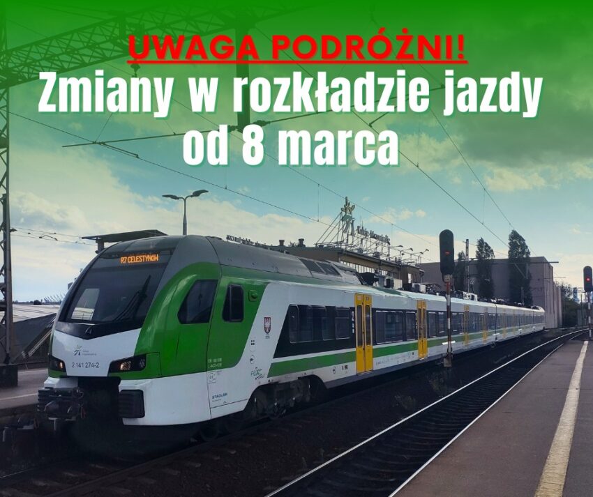Zmiany w rozkładzie jazdy od 8 marca 2026 r.