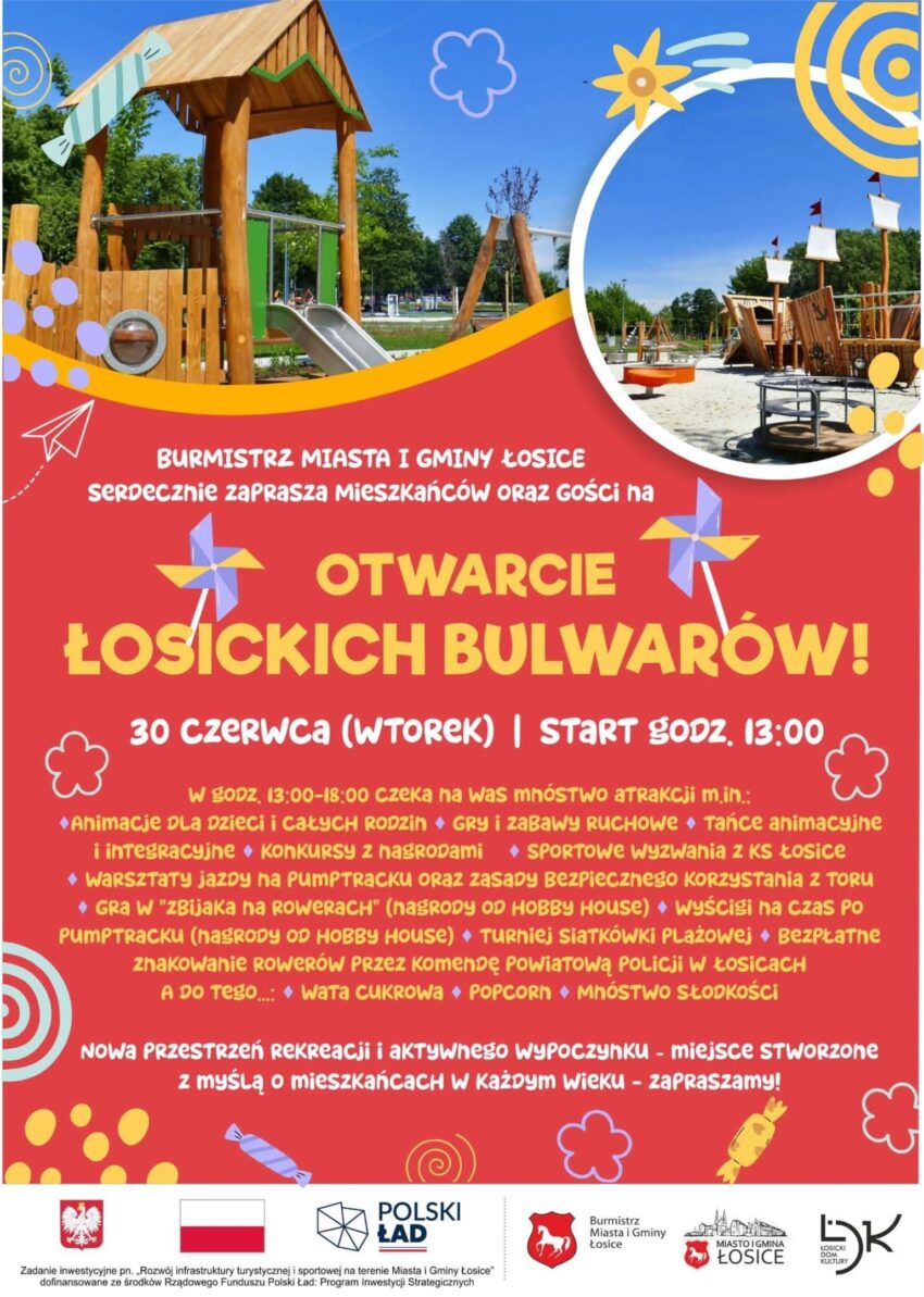 Zaproszenie na oficjalne otwarcie łosickich bulwarów