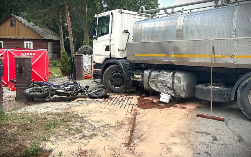 Wypadek z udziałem motocyklisty